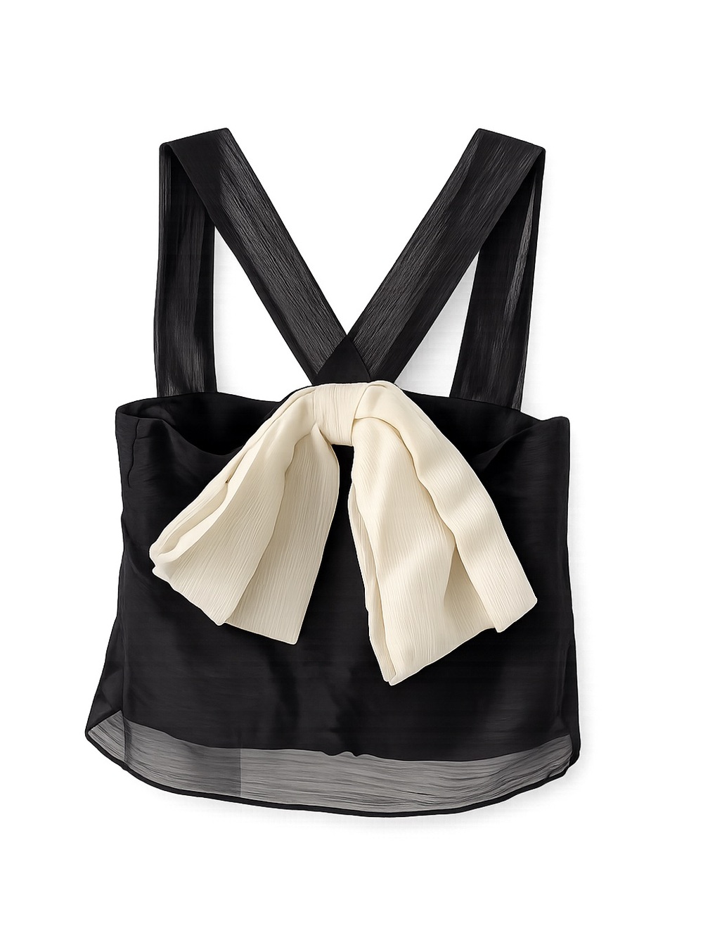 Sunday in Brooklyn Black & Cream Sleeveless Bow-Front Blouse